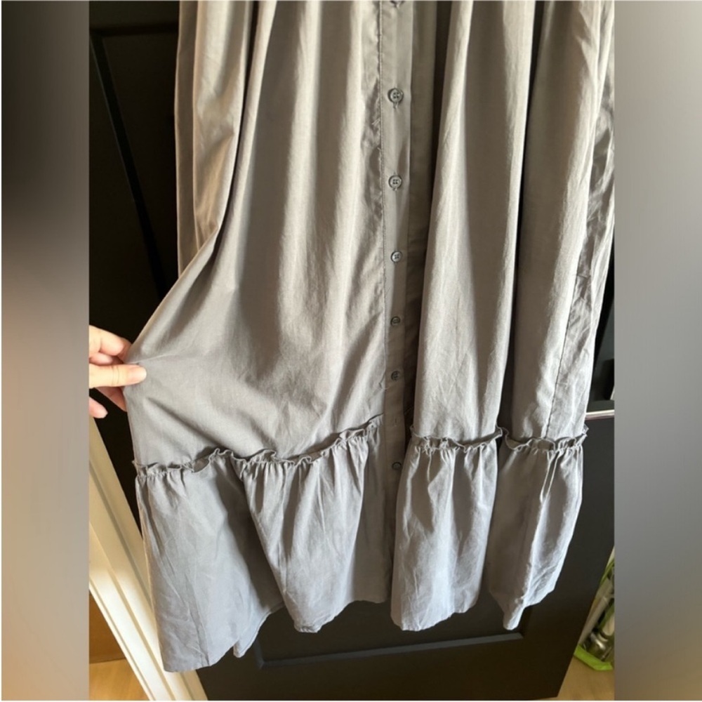 Anthropologie We Are Sundays Hanson Dress Shadow Grey ruffle smocked maxi dress - Picture 4 of 10